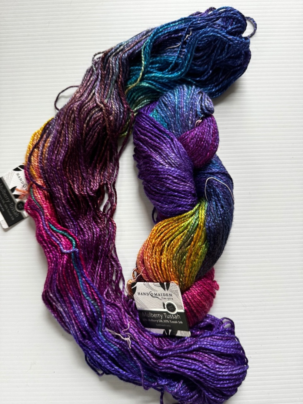 Two Skeins Fleece Artist Mulberry Tussah Yarn - Rainbow